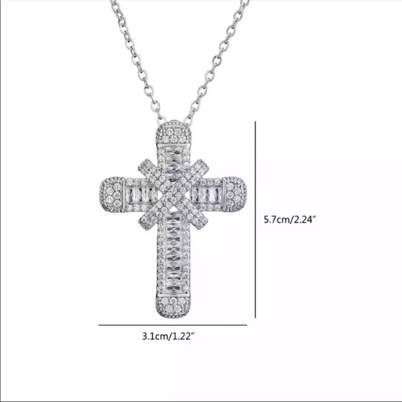 New Women Men Cross Diamond Necklace - Picture 7 of 7